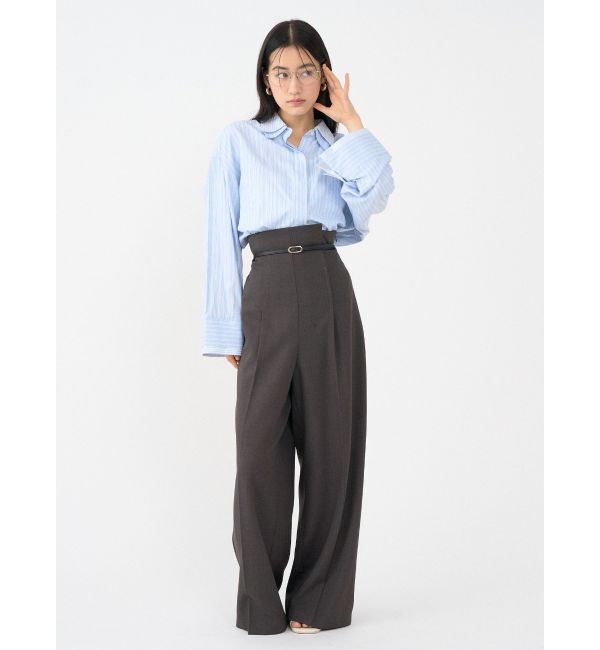 LAGUNAMOON「バイカラーベルトパンツ」|その他|チャコールグレー