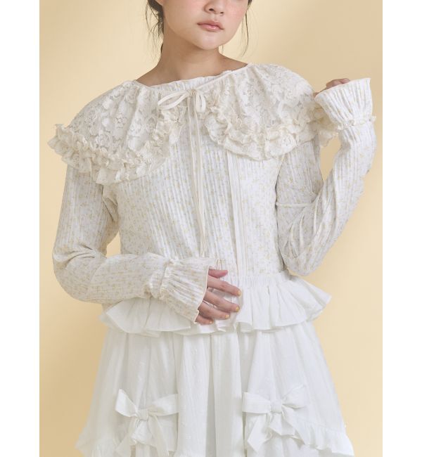 merry jenny「フラワーメロートップス」|Tシャツ・カットソー|イエロー