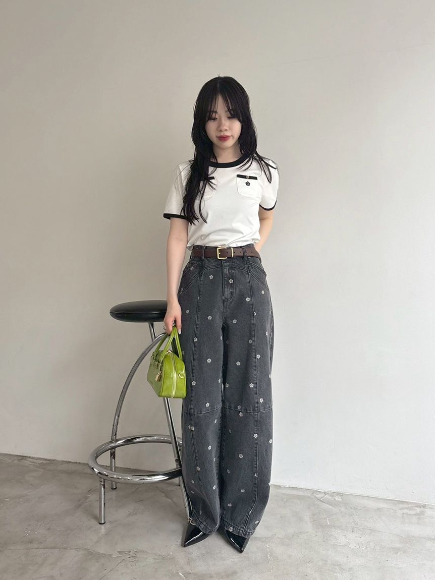 LILY BROWN「【WEB限定】【LILY BROWN&times;MARY QUANT】デイジー柄ワイドデニムパンツ」|デニム|