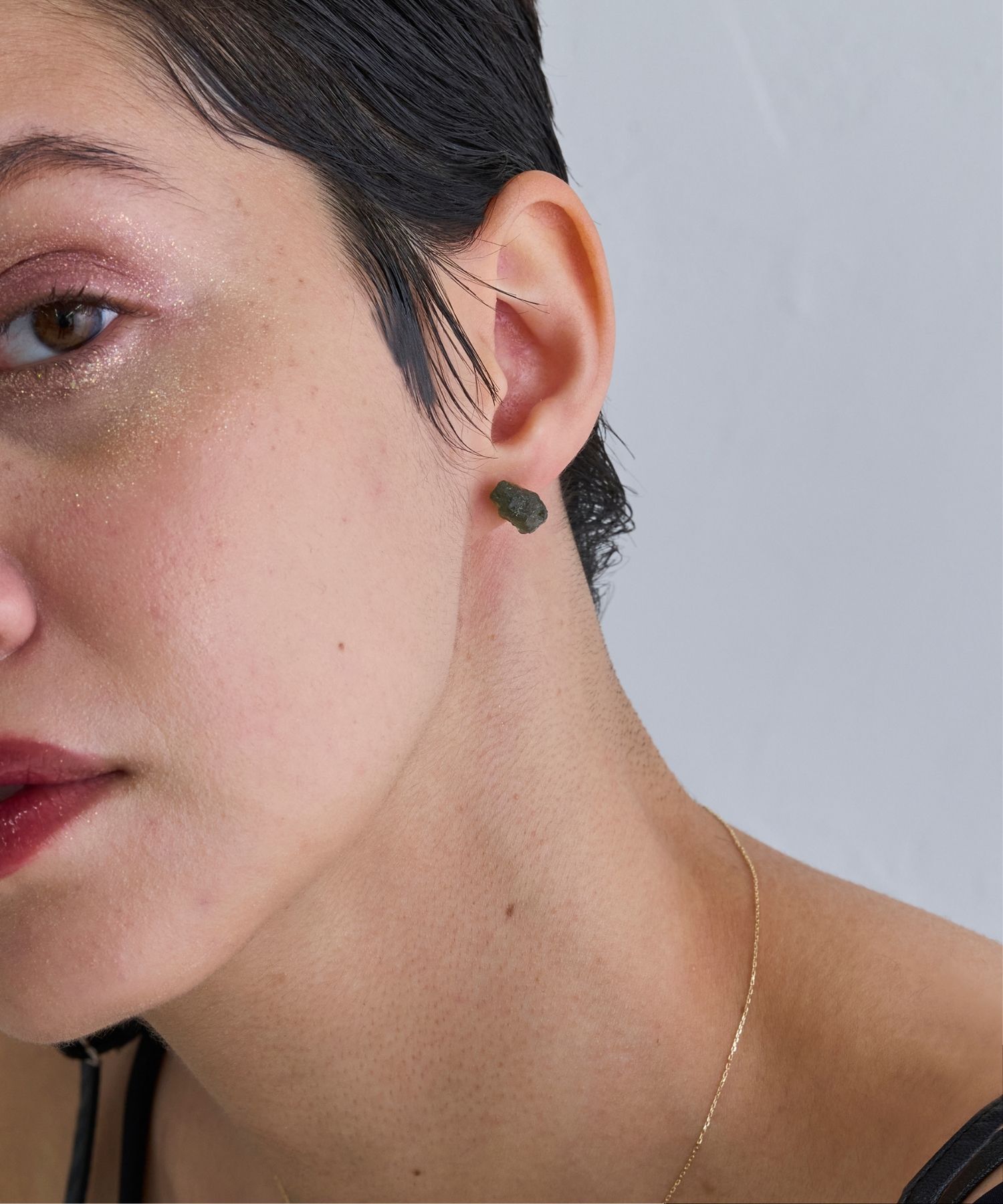 JUPITER「【K10】天然石アンカットピアス/片耳　グリーンアパタイト」|ピアス|