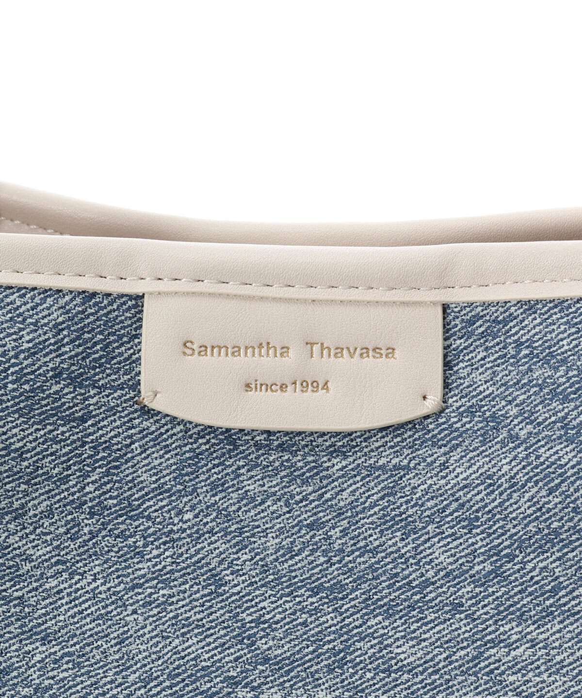 Samantha Thavasa「デニム調キャンバスデザイン 合皮トートバッグ 大サイズ」|トートバッグ|
