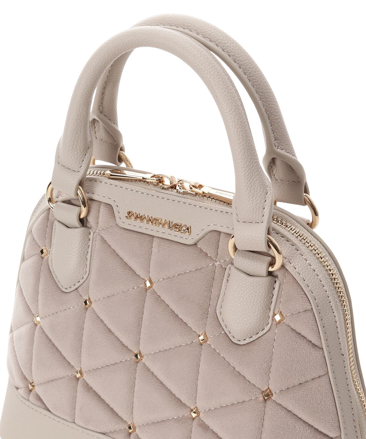 Samantha Vega「ベロアキルティングスタッズハンドバッグ（小）」|ハンドバッグ|