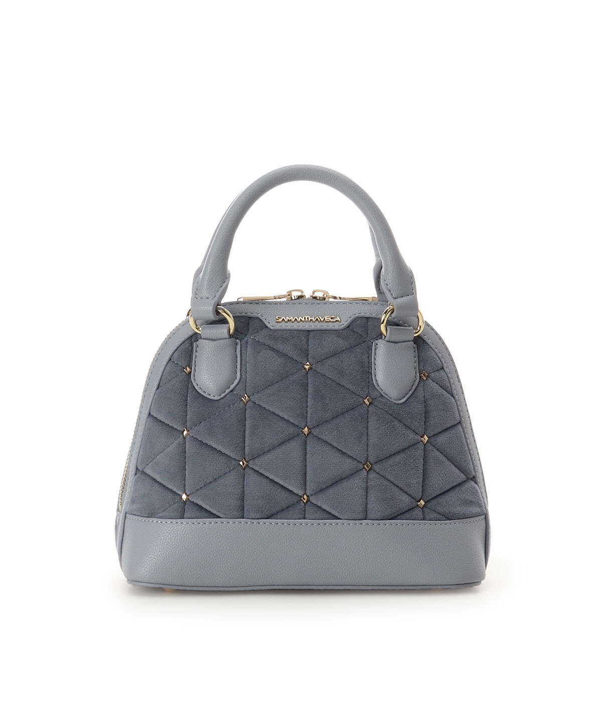 Samantha Vega「ベロアキルティングスタッズハンドバッグ（小）」|ハンドバッグ|ライトブルー
