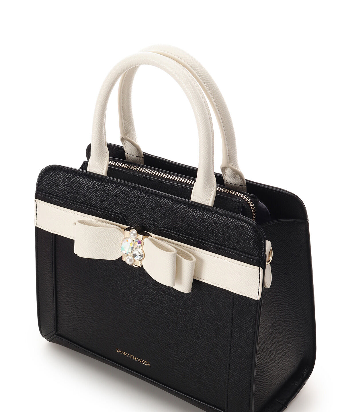 Samantha Vega「バイカラージュエルリボンハンドバッグ」|ハンドバッグ|