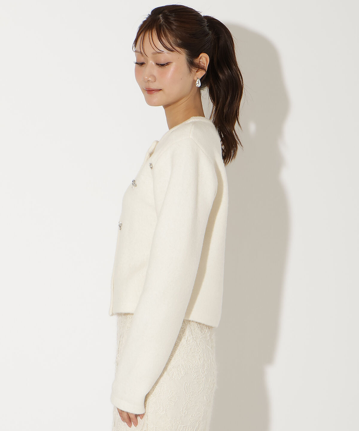 アンドクチュール「ビジュー付きニットカーディガン」|カーディガン|