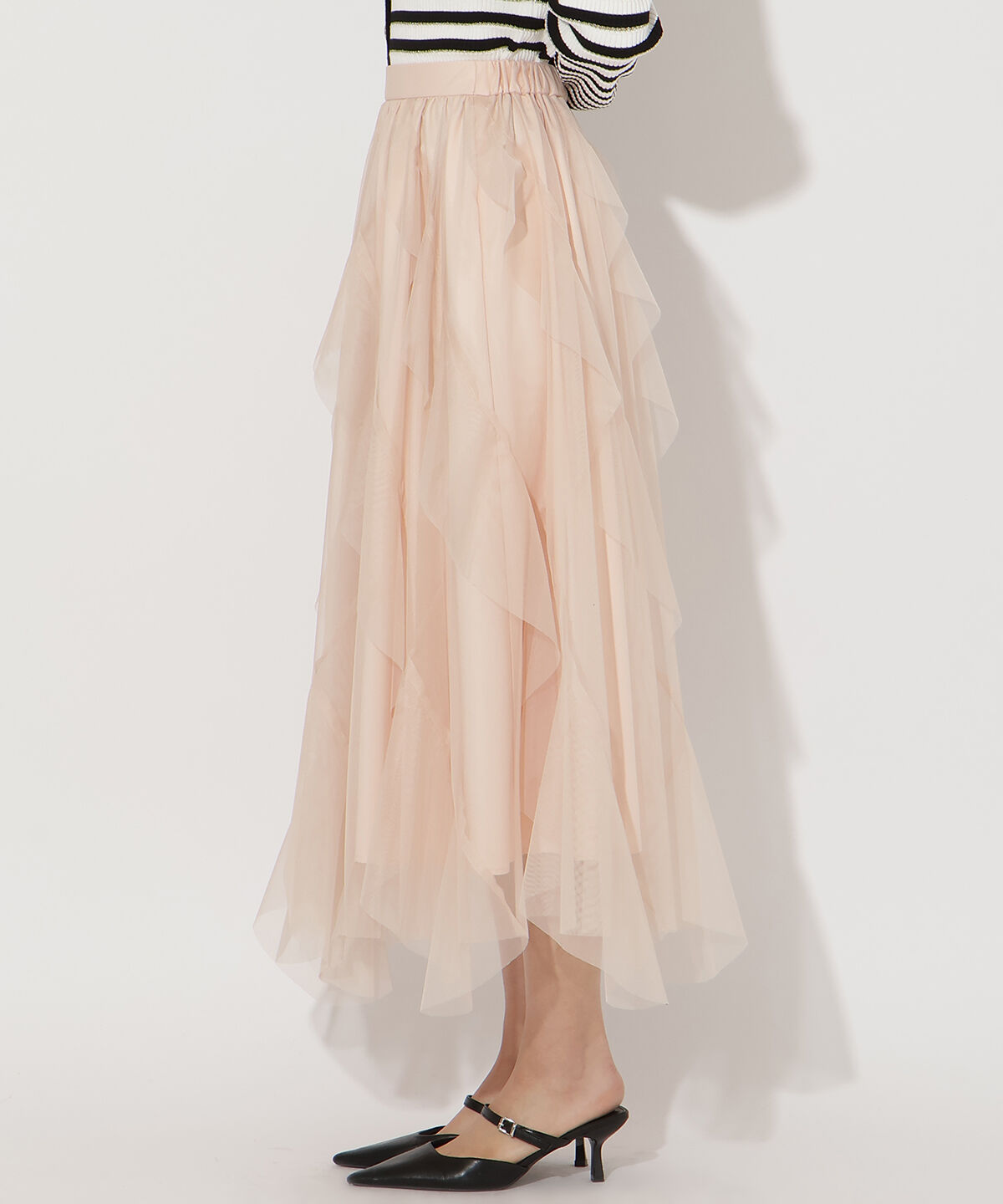 アンドクチュール「ラッフルフリルチュールスカート」|フレア|