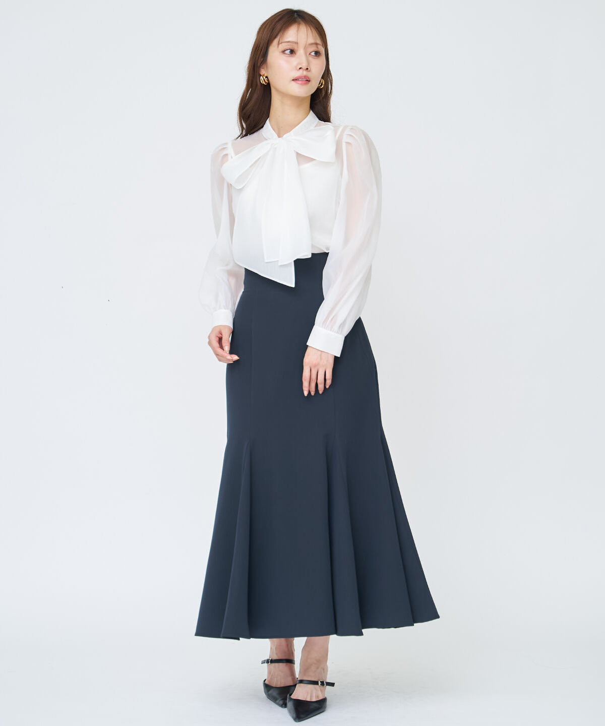 アンドクチュール「バックレースアップマーメイドスカート」|フレア|