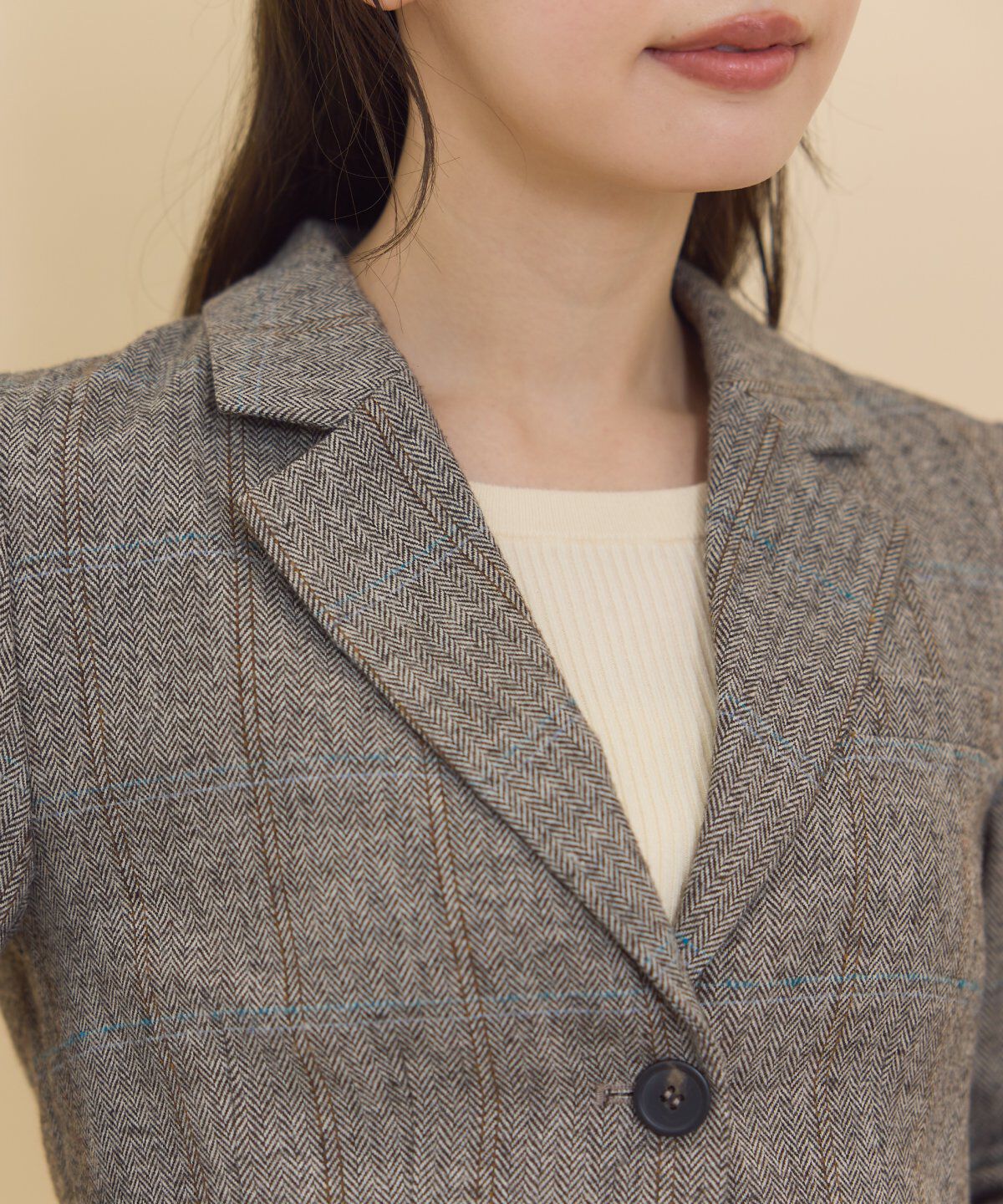 REDYAZEL「ヘリンボーンチェックテーラーショートジャケット」|テーラードジャケット|