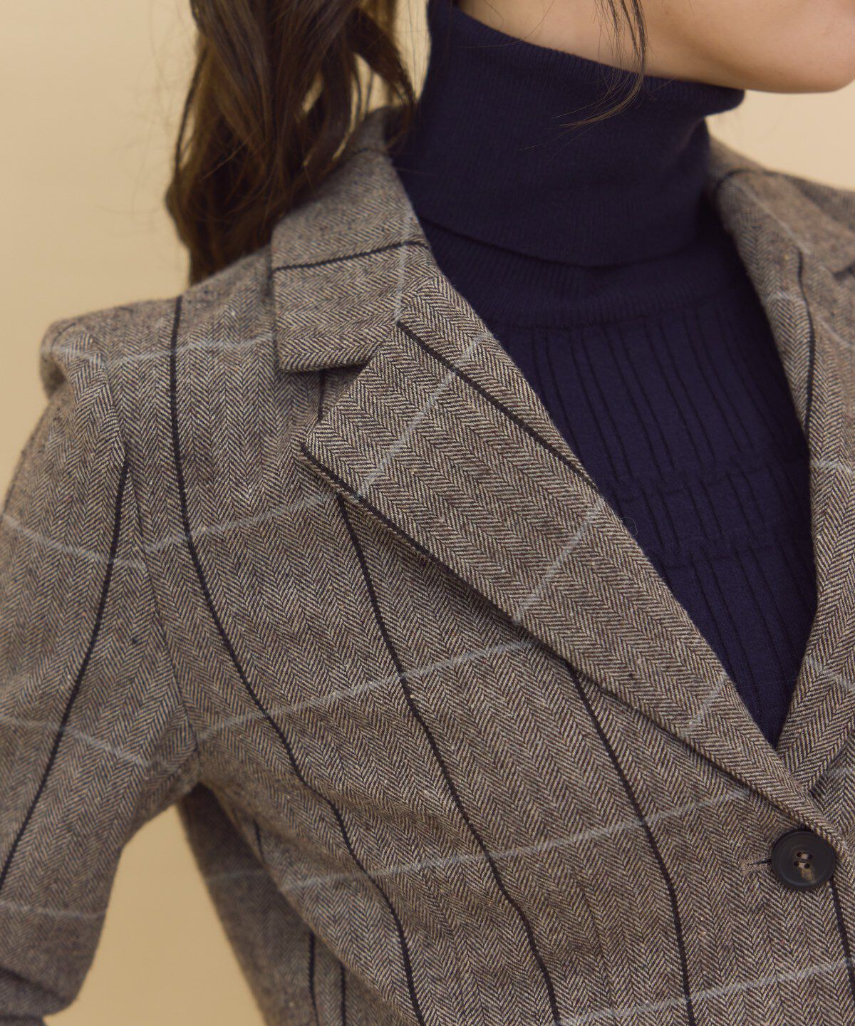 REDYAZEL「ヘリンボーンチェックテーラーショートジャケット」|テーラードジャケット|