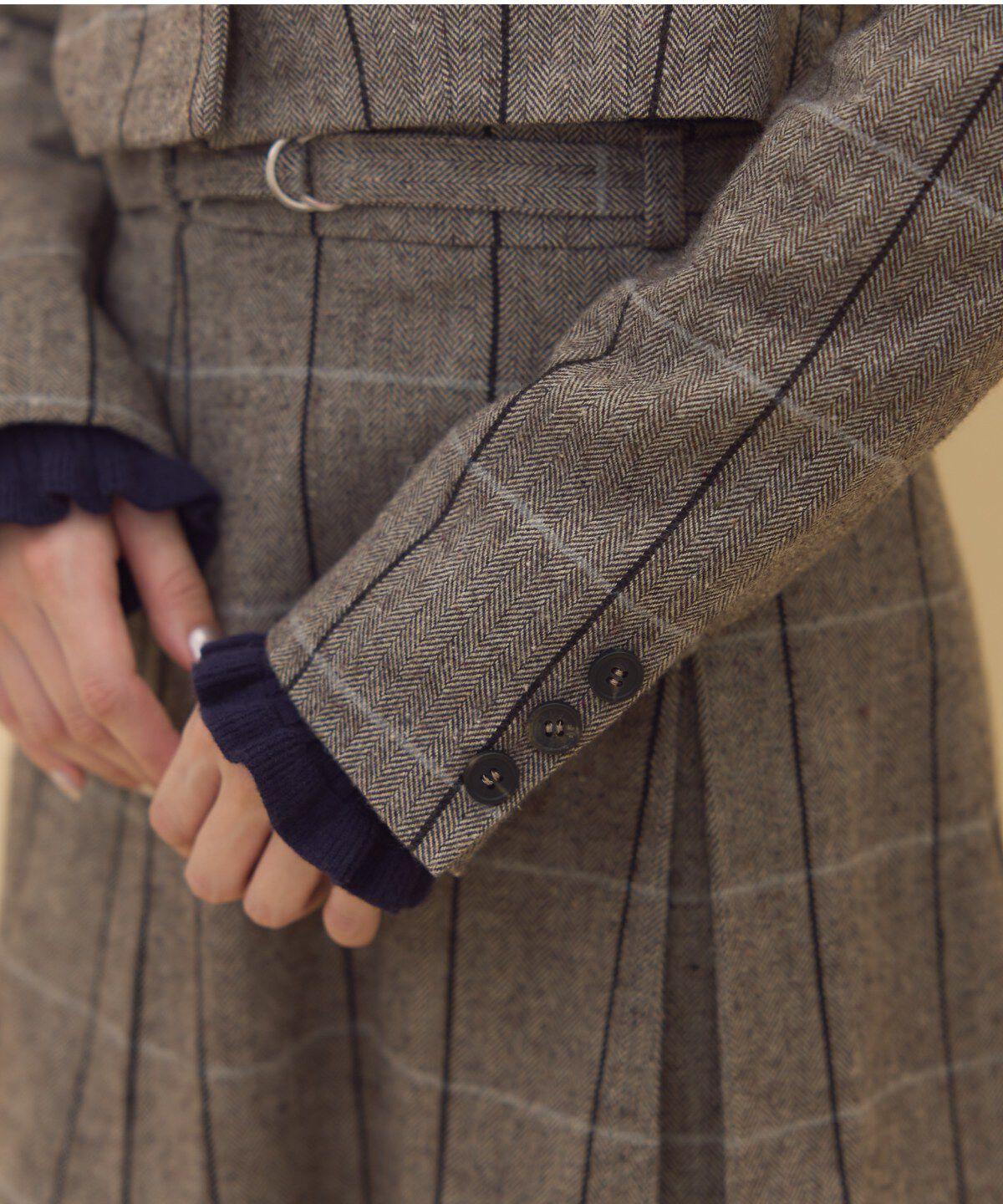 REDYAZEL「ヘリンボーンチェックテーラーショートジャケット」|テーラードジャケット|