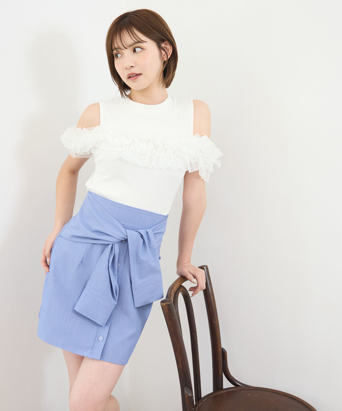 REDYAZEL「チュールフリルラインカットソー」|キャミソール|