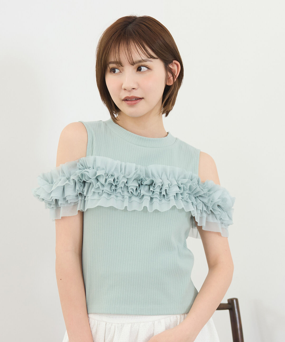 REDYAZEL「チュールフリルラインカットソー」|キャミソール|