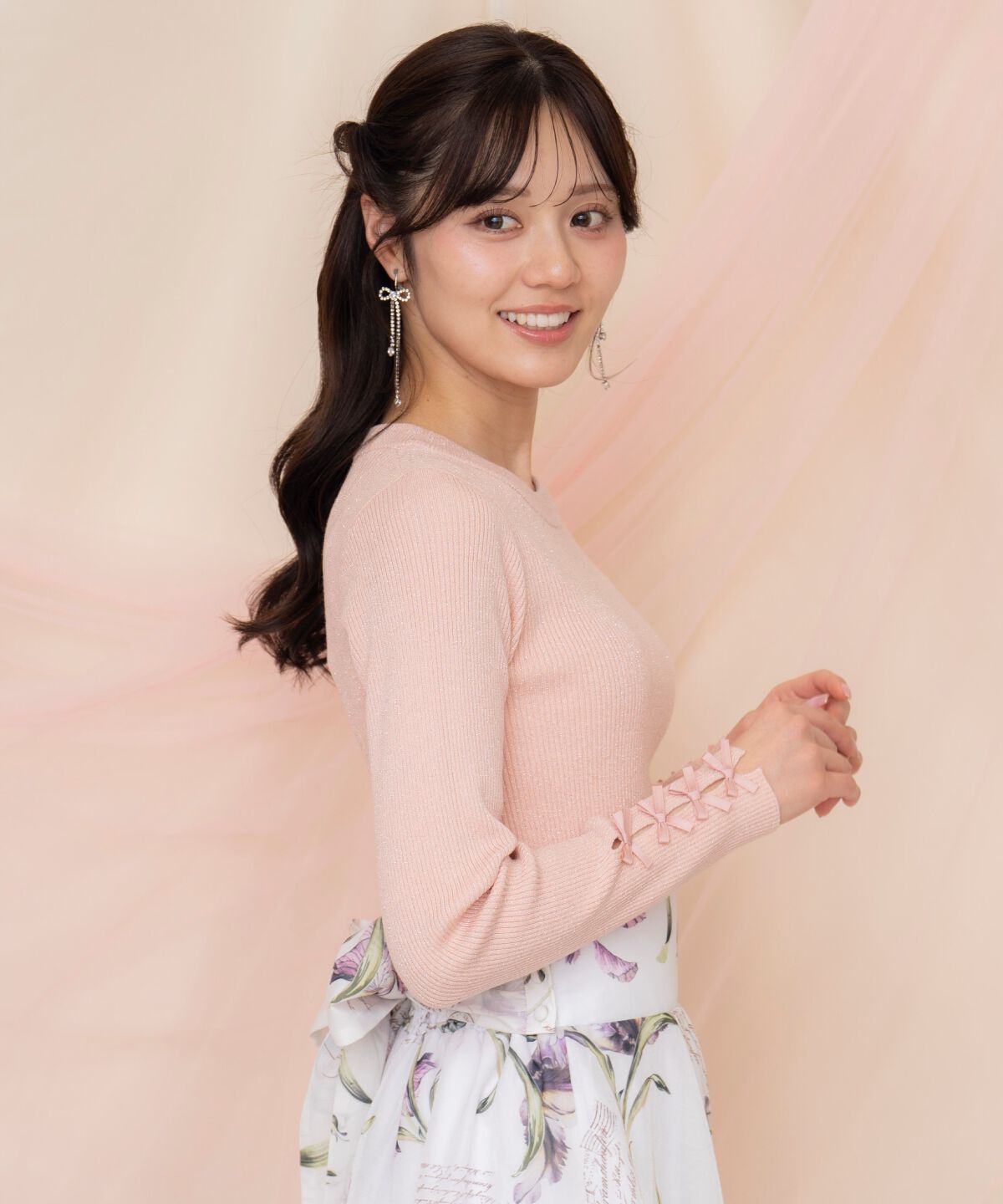 WILLSELECTION「袖リボンボトルネックニット」|ニット・セーター|