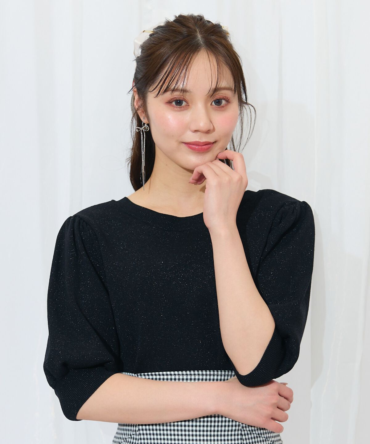 WILLSELECTION「2WAYリボンラメニットプルオーバー」|ニット・セーター|ブラック