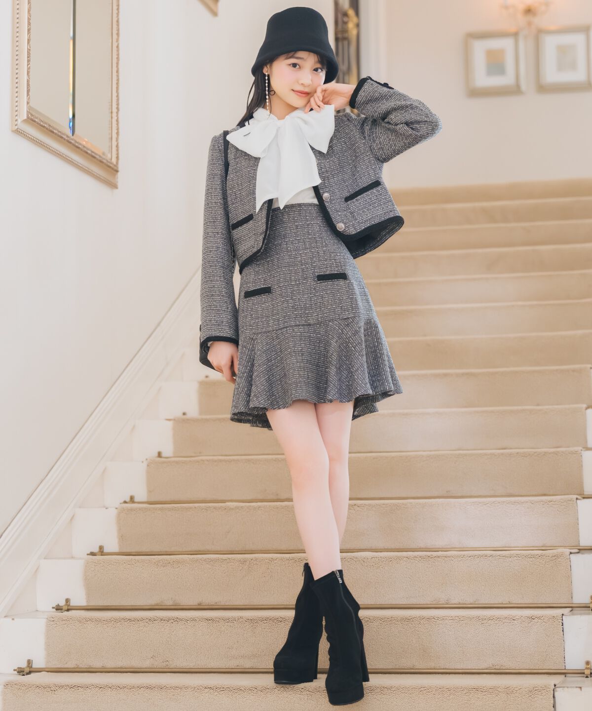 WILLSELECTION「ブレードデザインノーカラーツイードジャケット」|ノーカラージャケット|