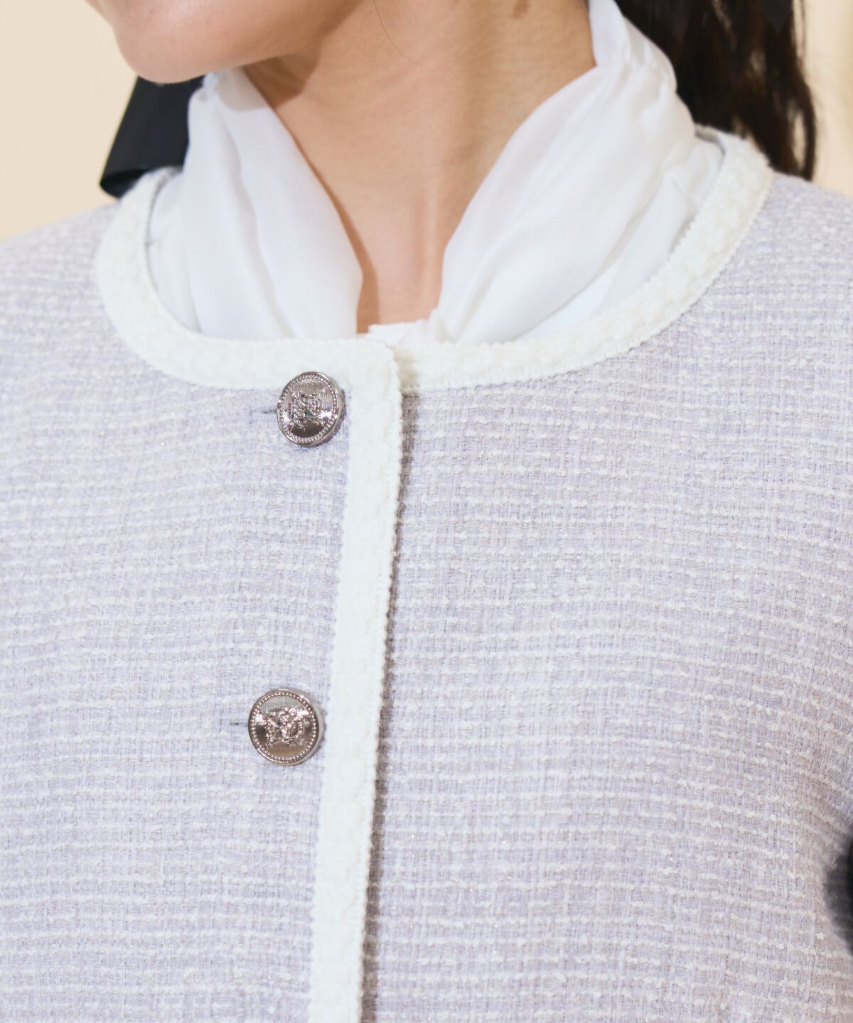 WILLSELECTION「ブレードデザインノーカラーツイードジャケット」|ノーカラージャケット|