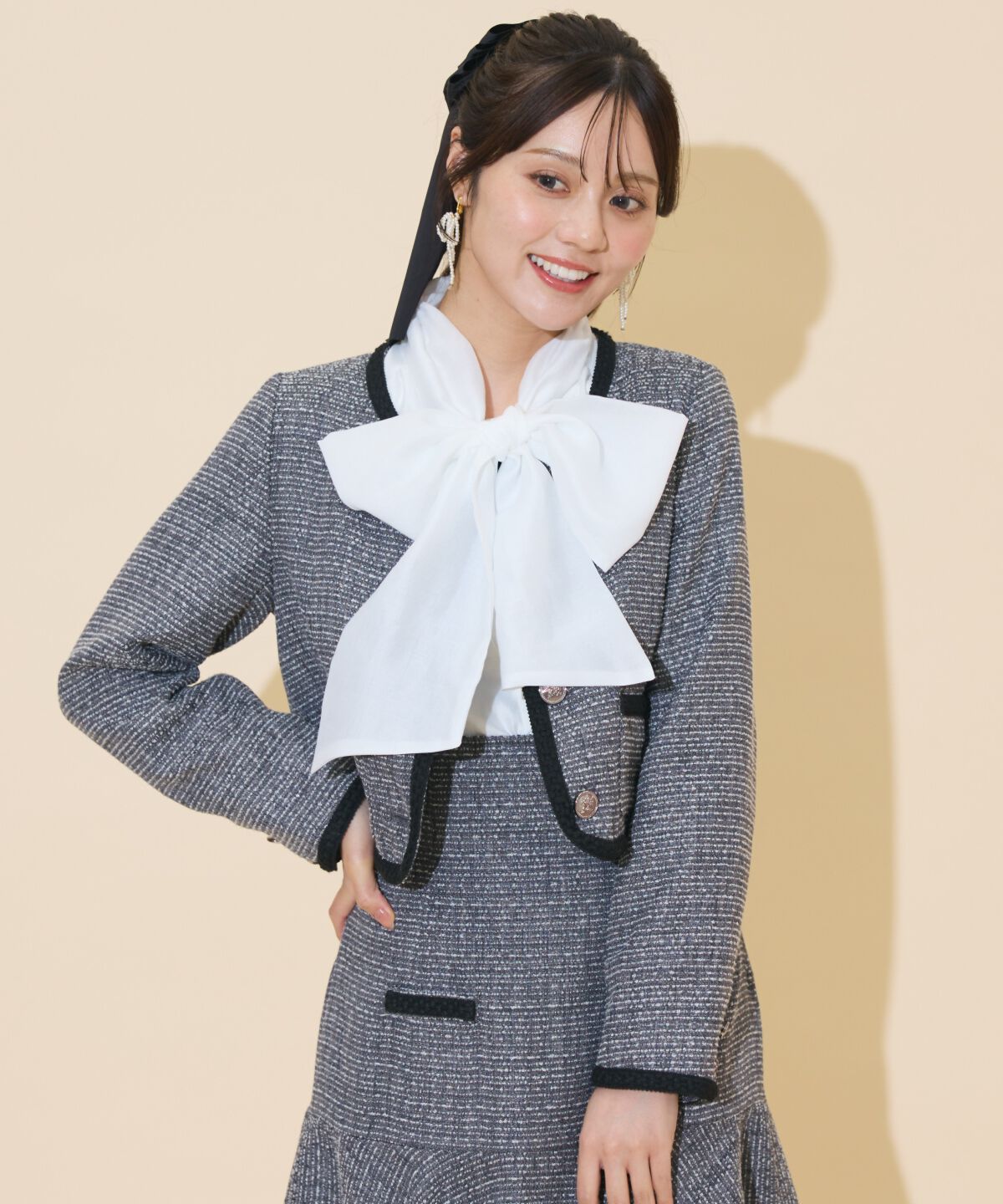 WILLSELECTION「ブレードデザインノーカラーツイードジャケット」|ノーカラージャケット|