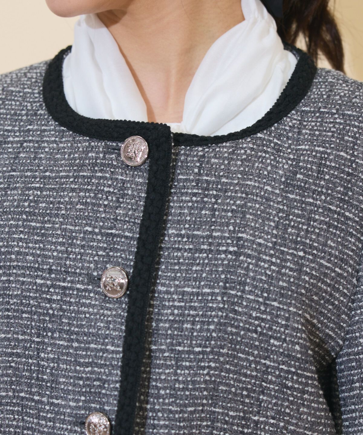 WILLSELECTION「ブレードデザインノーカラーツイードジャケット」|ノーカラージャケット|