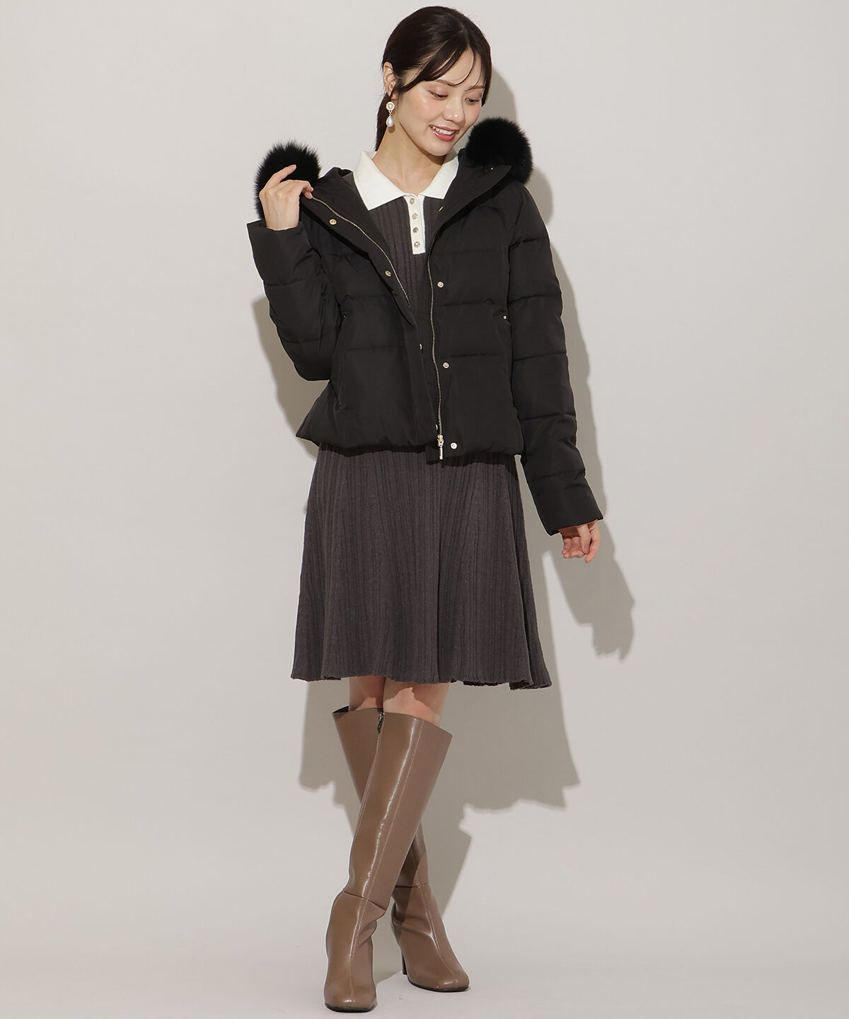 WILLSELECTION「フードファーペプラムショートダウン」|ダウン|