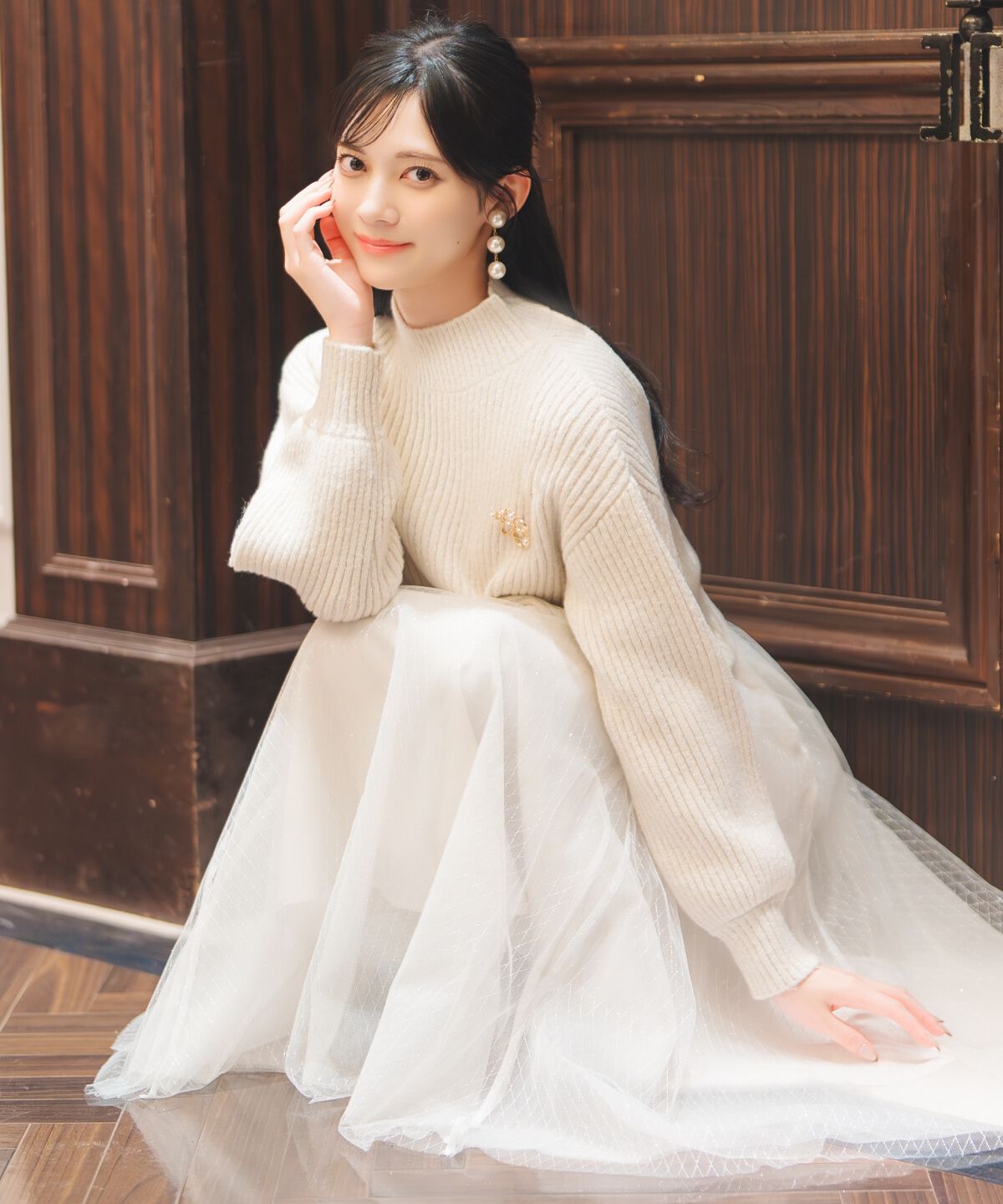 WILLSELECTION「ブローチ付きクロップドラメニット」|ニット・セーター|