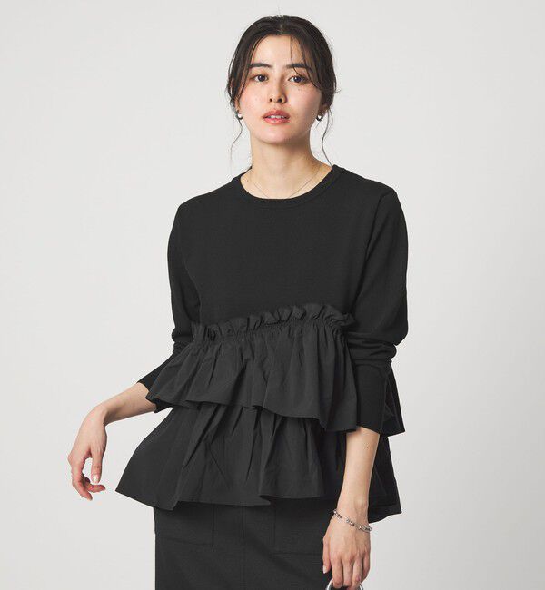 UNITED ARROWS green label relaxing「ティアード ドッキング プルオーバー ニット 3」|ニット・セーター|BLACK