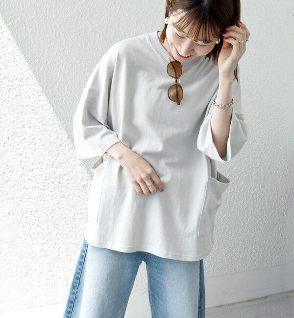 SHIPS any「SHIPS any: COTTON USA ドルマン サイド ポケット Tシャツ 24SS◇」|Tシャツ・カットソー|