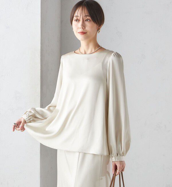 SHIPS for women「【SHIPS別注】troisiemeCHACO:〈手洗い可能〉サテン リボン ブラウス（セレモニー対応可）」|シャツ・ブラウス|