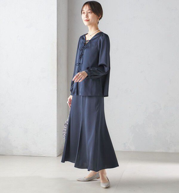 SHIPS for women「【SHIPS別注】troisiemeCHACO:〈手洗い可能〉サテン リボン ブラウス（セレモニー対応可）」|シャツ・ブラウス|