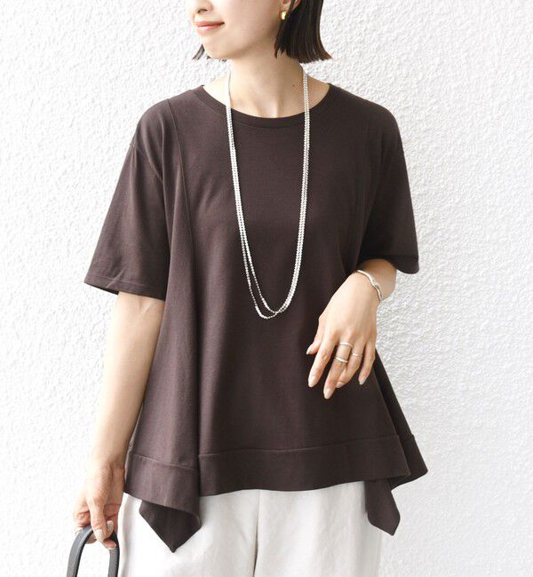 SHIPS for women「ヘムフレア ショート スリーブ プルオーバー」|Tシャツ・カットソー|