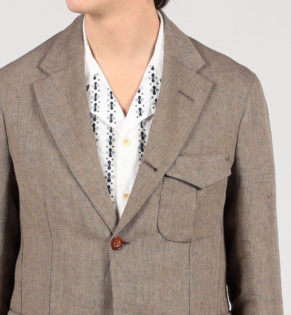 TOMORROWLAND MENS「リネン ヘリンボーン サファリジャケット」|テーラードジャケット|