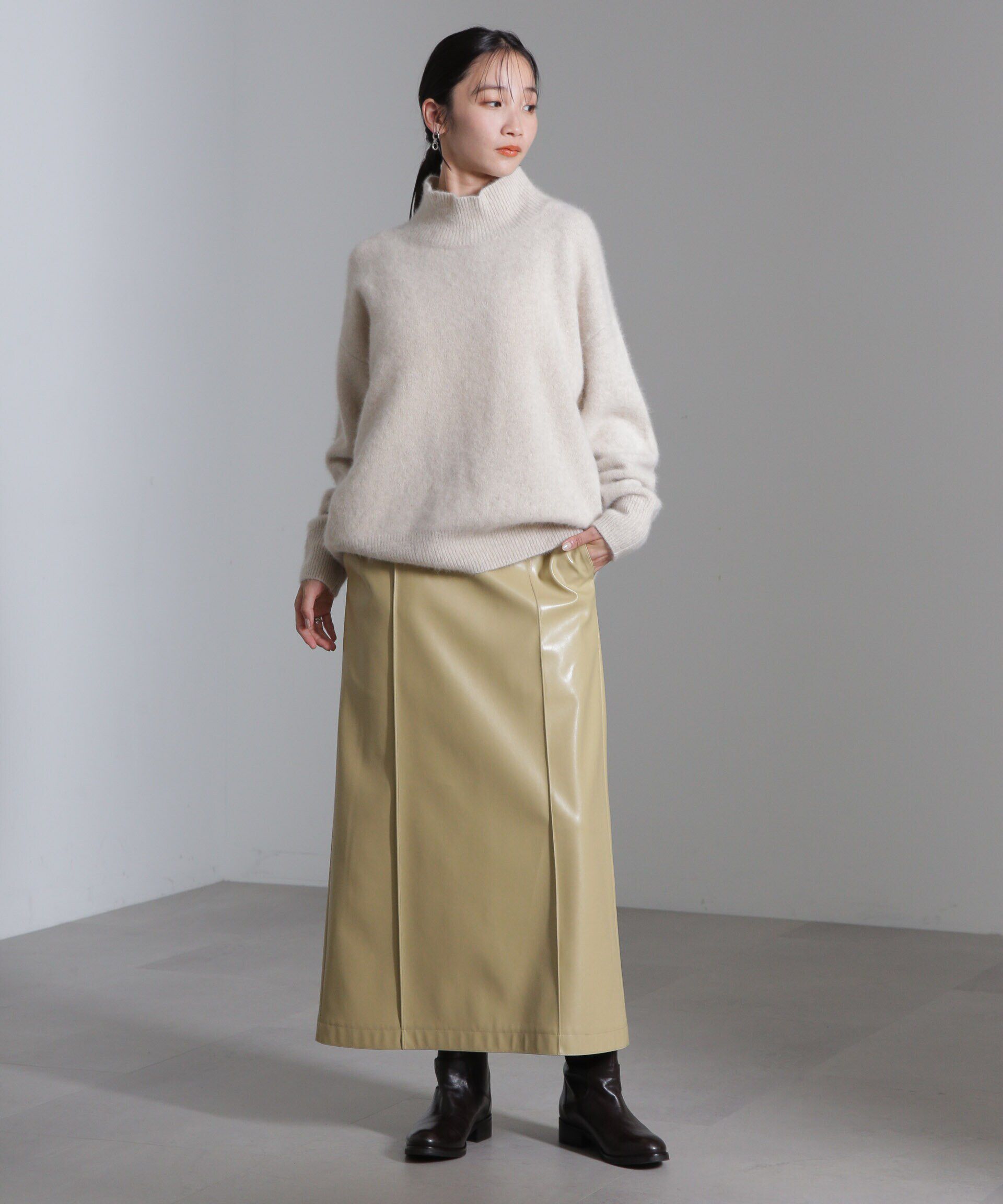 nano･universe「フェイクレザーピンタックスカート(セットアップ可)」|スカート|