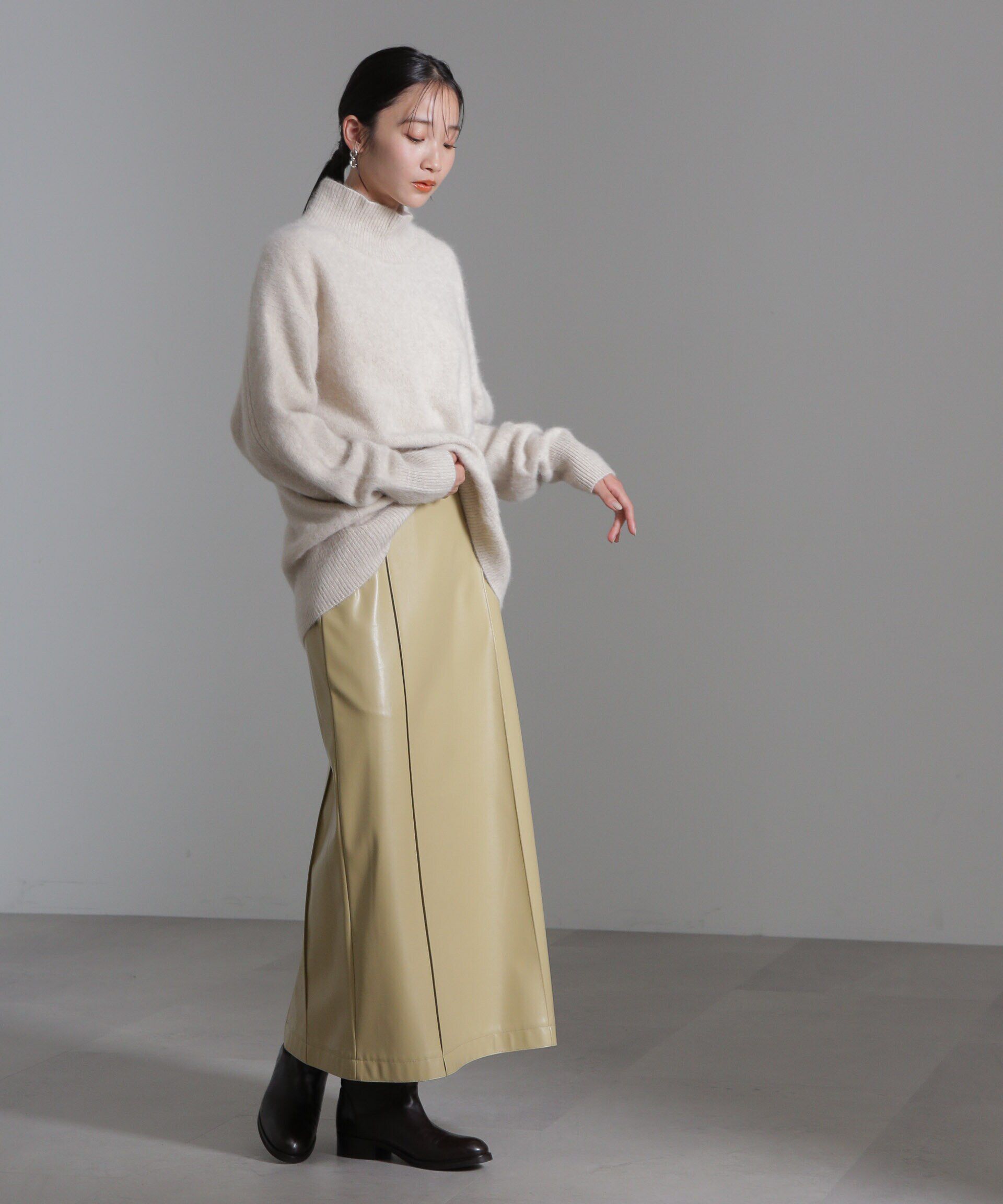 nano･universe「フェイクレザーピンタックスカート(セットアップ可)」|スカート|