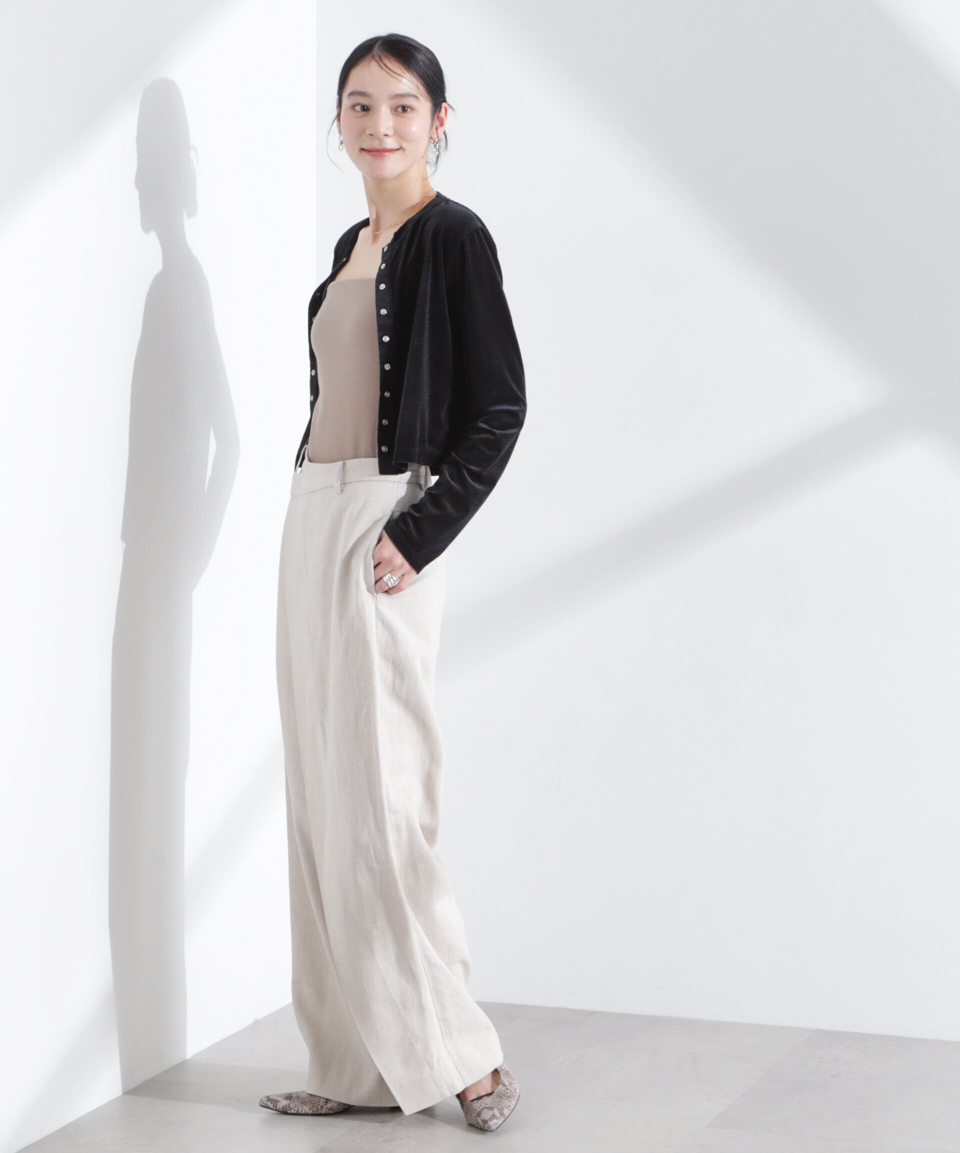 nano･universe「シアーベロアメニーボタンカーディガン」|Tシャツ・カットソー|