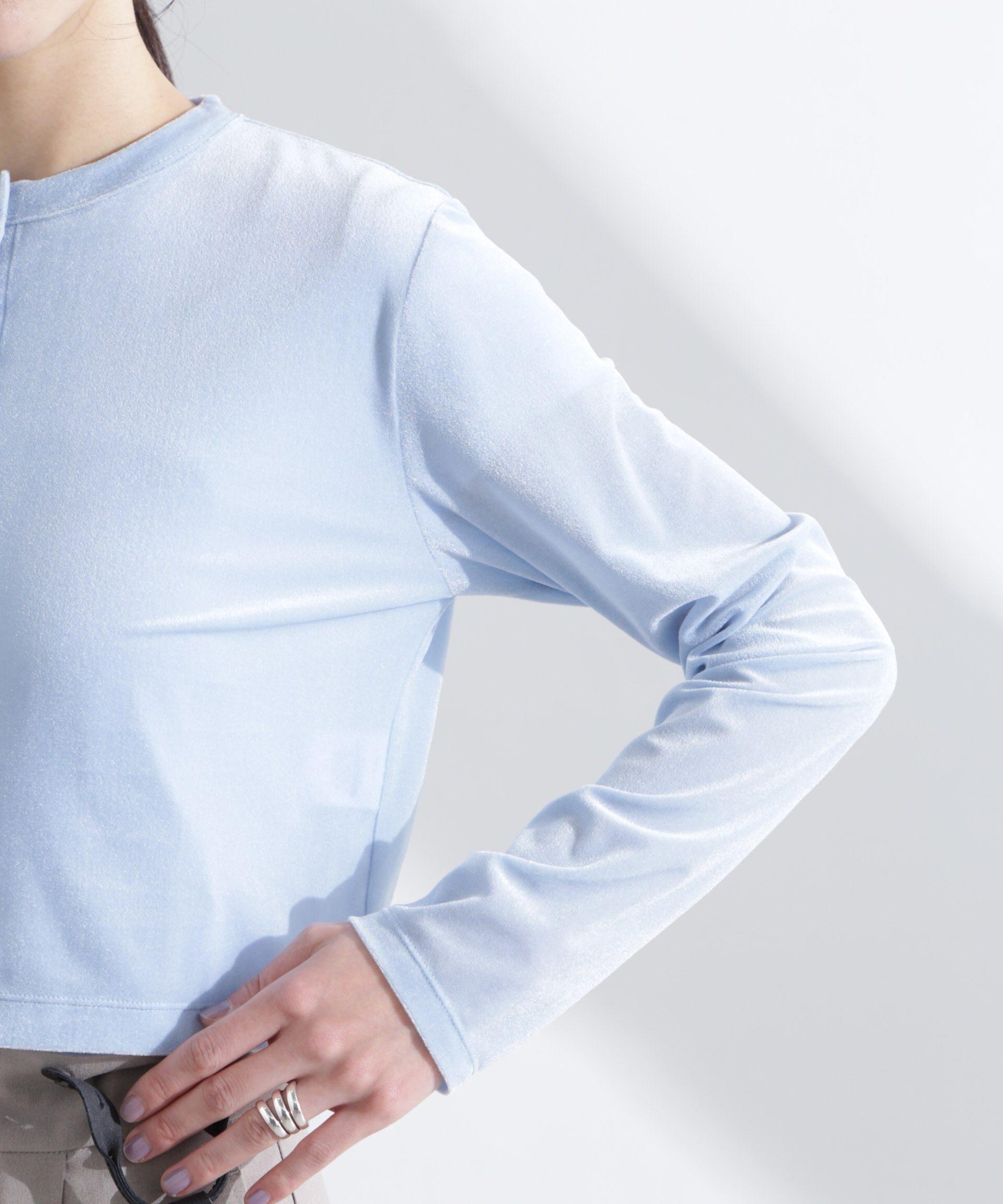 nano･universe「シアーベロアメニーボタンカーディガン」|Tシャツ・カットソー|