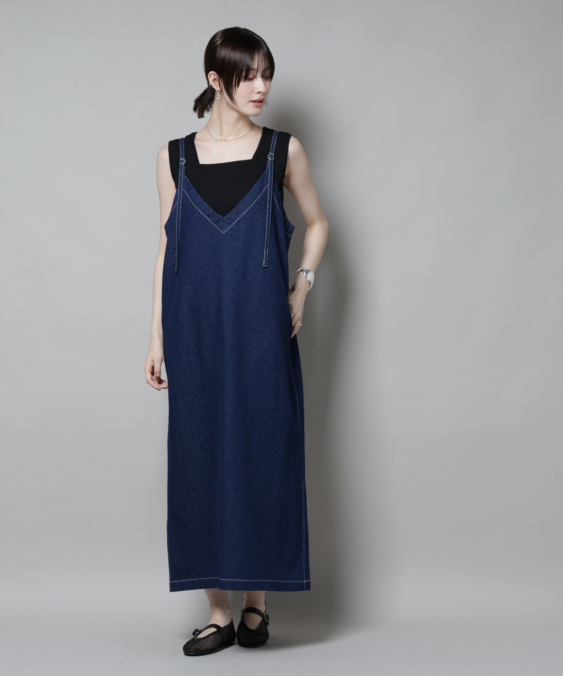 nano･universe「前後2wayデニムキャミソールワンピース」|ワンピース|