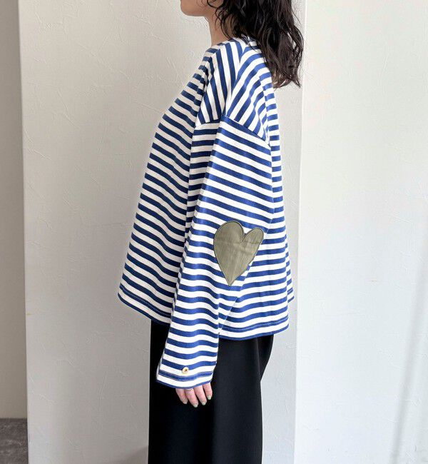 fredy emue「ボーダーハートパッチプルオーバー」|Tシャツ・カットソー|