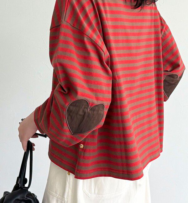 fredy emue「ボーダーハートパッチプルオーバー」|Tシャツ・カットソー|ベージュ系その他