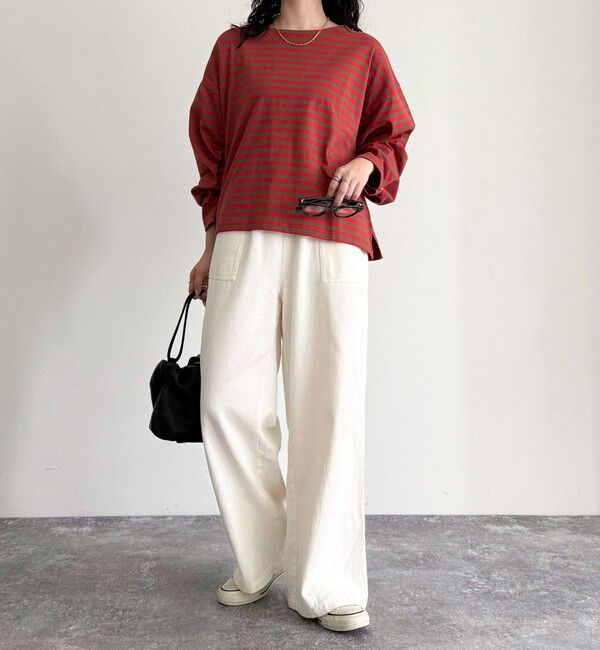 fredy emue「ボーダーハートパッチプルオーバー」|Tシャツ・カットソー|