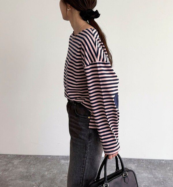 fredy emue「ボーダーハートパッチプルオーバー」|Tシャツ・カットソー|