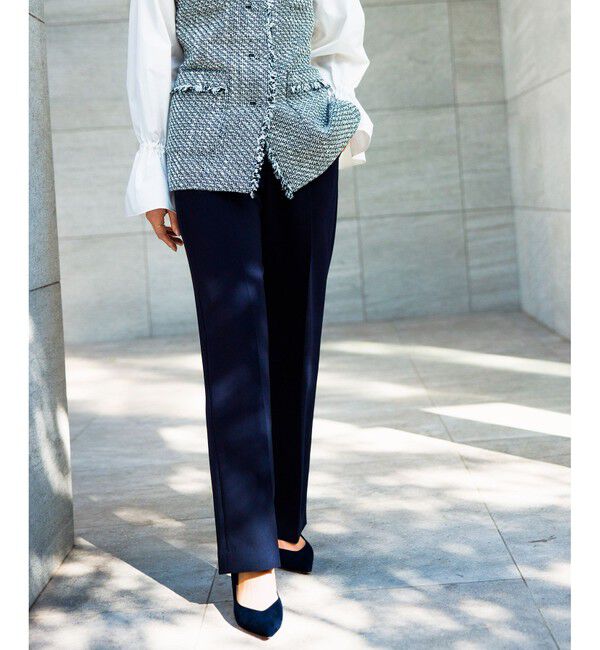 ROPE「トリアセダブルクロスストレートワイドパンツ【セレモニー/通勤対応】」|チノ|コンメイン