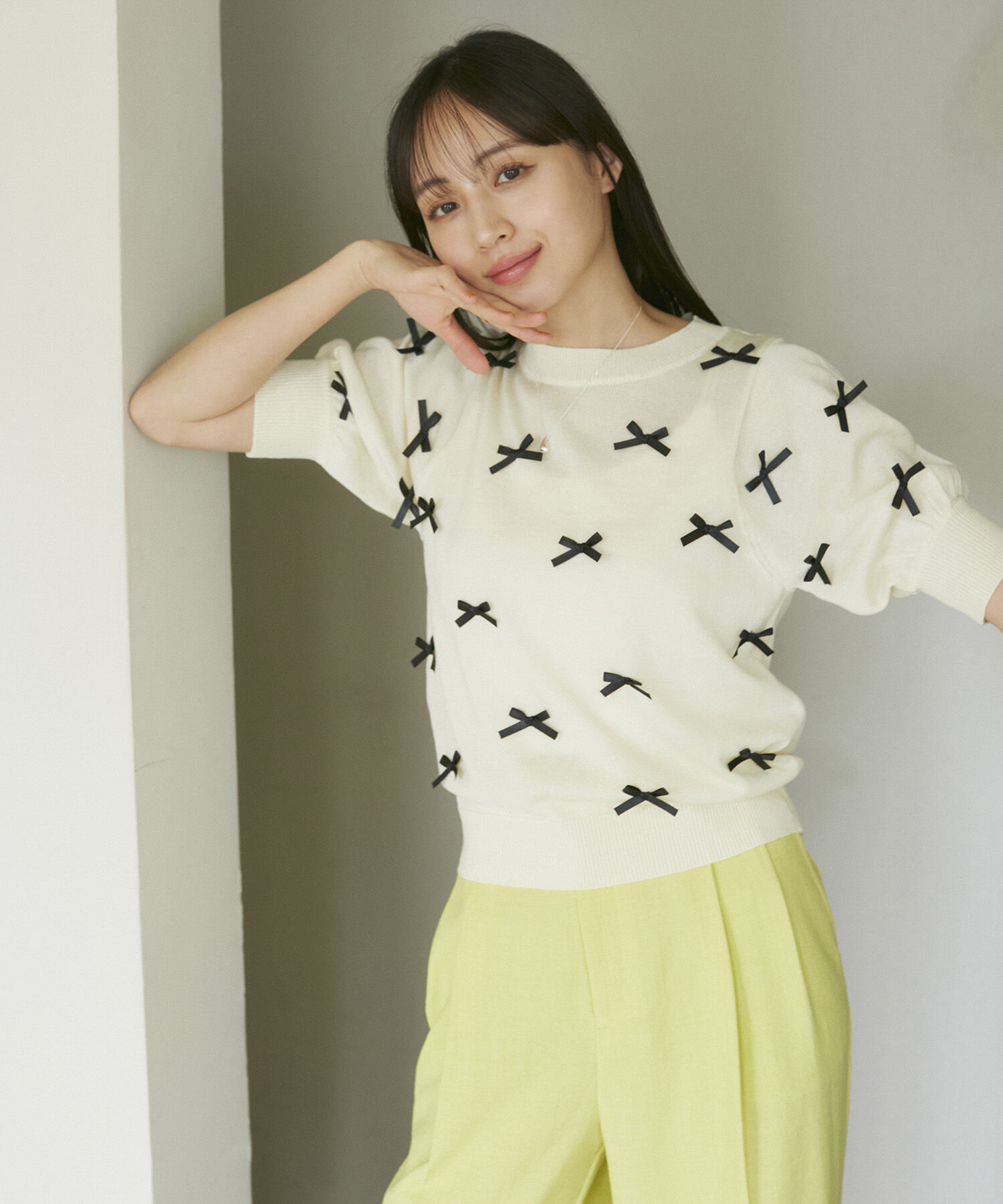 VIS「リボンハーフスリーブサマーニット」|ニット・セーター|