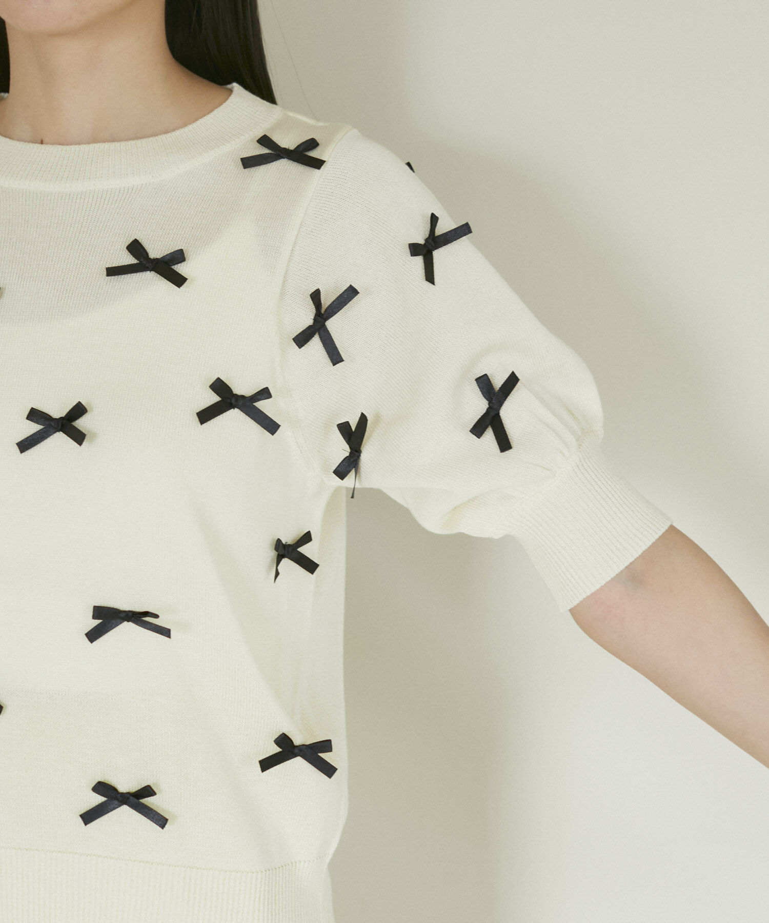 VIS「リボンハーフスリーブサマーニット」|ニット・セーター|