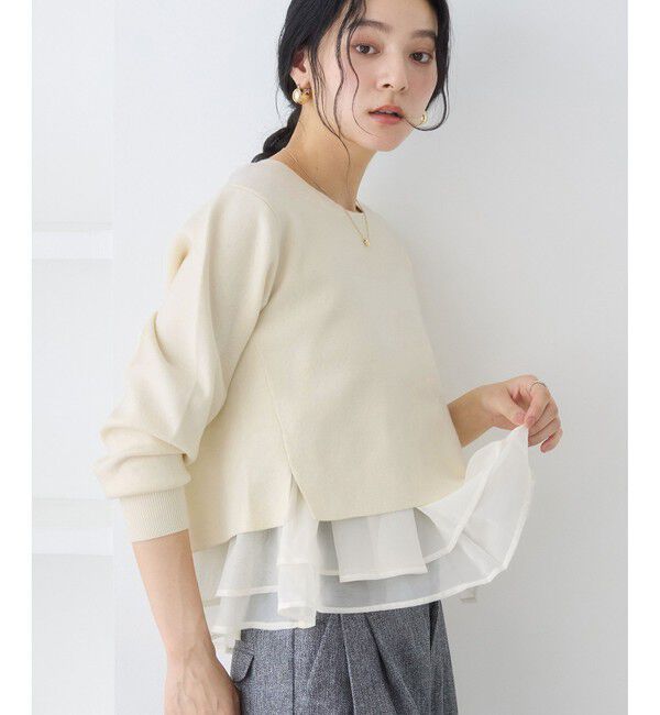 VIS「ペプラムオーガンジードッキングニットプルオーバー」|ニット・セーター|