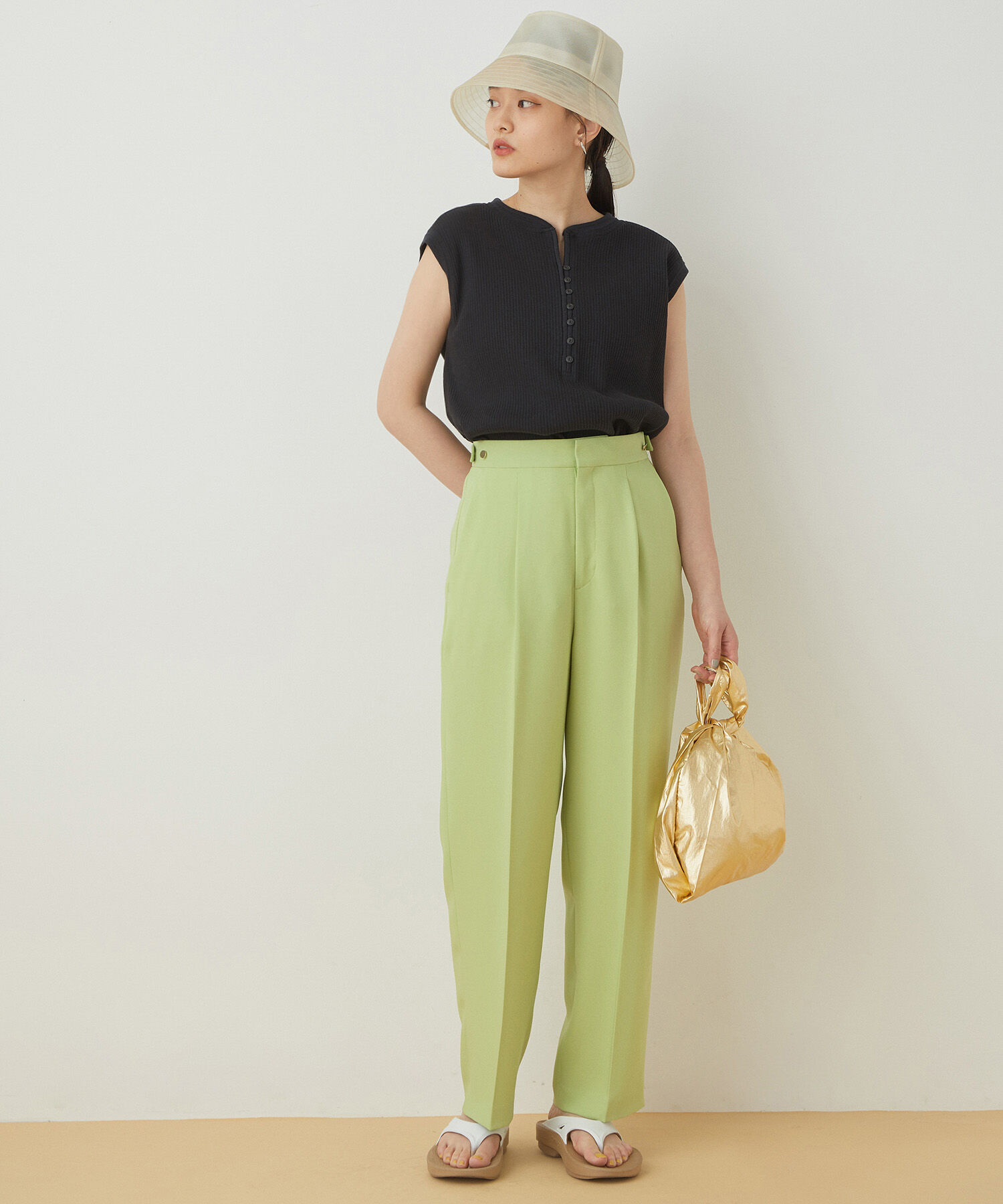 ADAM ET ROPE'「＜洗える＞センタープレスセミワイドスラックス」|スラックス|