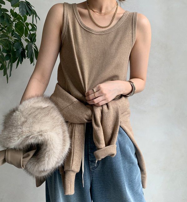  「【新色追加/インフルエンサーSAKURA企画】ラメスウェットタンクセット」|Tシャツ・カットソー|