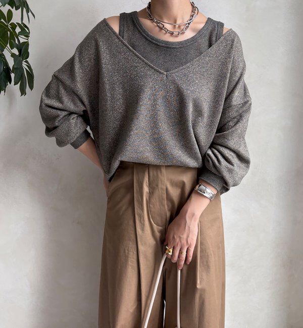  「【新色追加/インフルエンサーSAKURA企画】ラメスウェットタンクセット」|Tシャツ・カットソー|