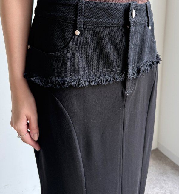  「【WEB限定】 ウエストデニム切替マーメイドスカート」|スカート|