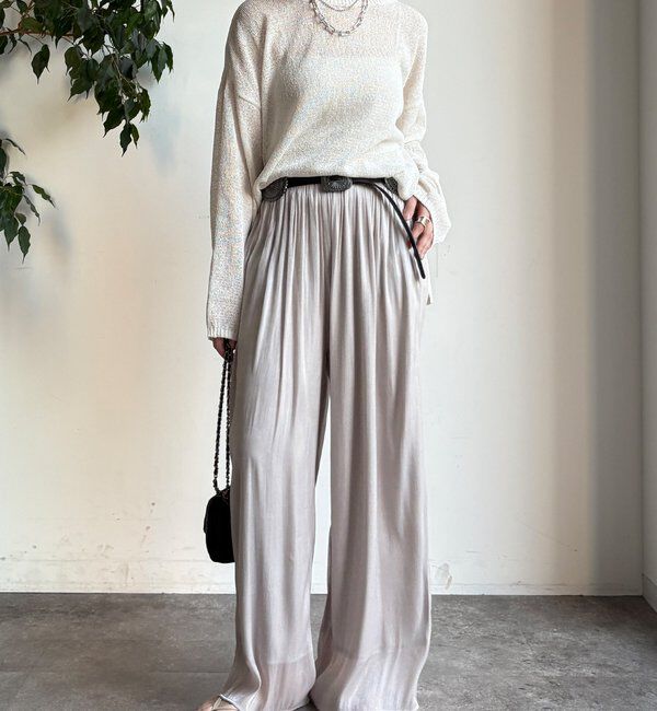  「【WEB限定】ギャザーワイドパンツ」|チノ|