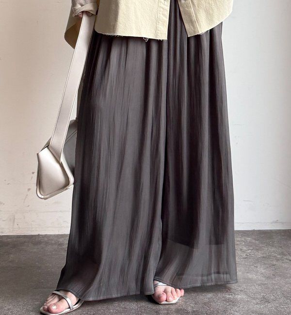  「【WEB限定】ギャザーワイドパンツ」|チノ|