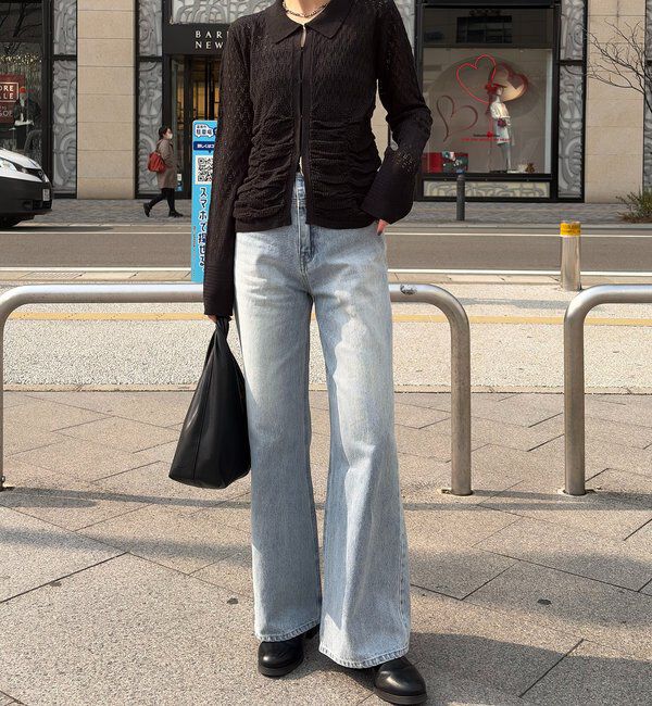  「レースシャーリングホックカーディガン」|カーディガン|